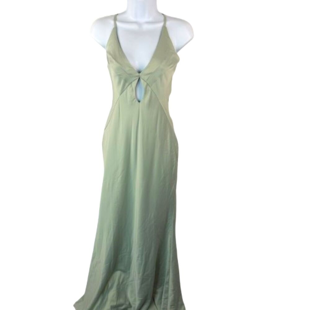 Peppermayo NWT Satin Vesper Sage Keyhole Maxi Dress Size US 2/ AU 6